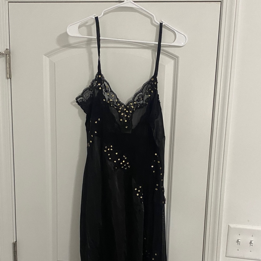 Black Dress with Gold Accents